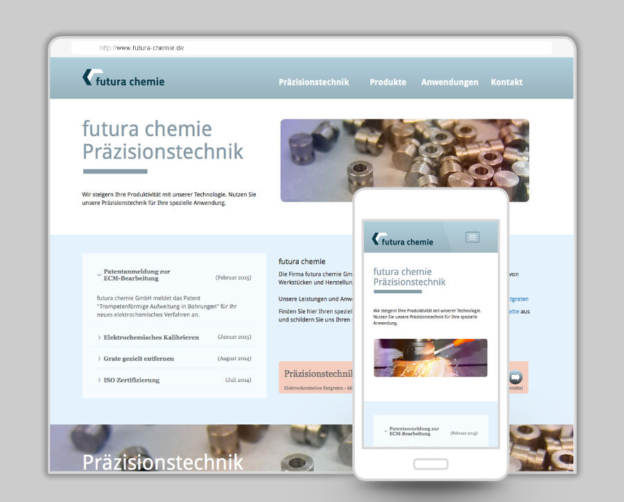 Webdesign für futura chemie Reutlingen